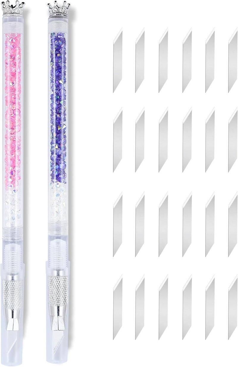 Arvakr Exacto Knife Set, Bling Hobby Knife Pen with Blade Refills, Craft Cutting Tools for Scrapbooking Stencil Washi Tape Sticker Cutter, Red & Purple - Image 1